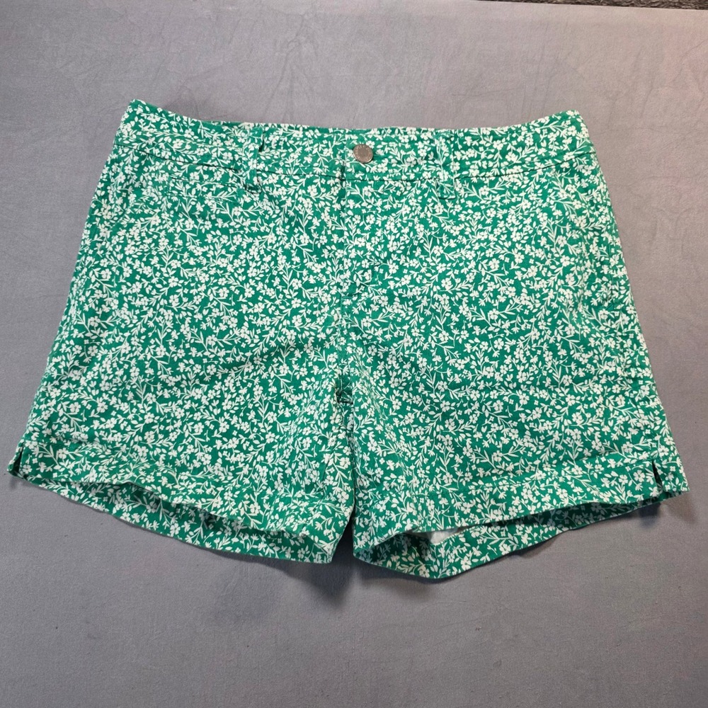 Market & Spruce Green Floral Shorts Womens 6 Cotton Stretch Botanical Print